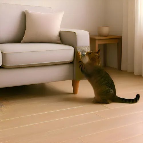 Arranhador E Protetor De Sofá Carpete Adesivo Gatos 200x50cm Cor Bege